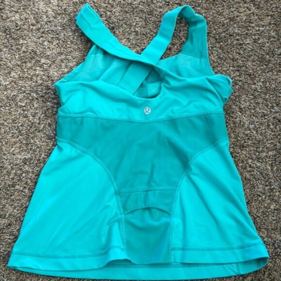 Lululemon Tank Top Size 6 Teal Criss Cross Back - Picture 6 of 9